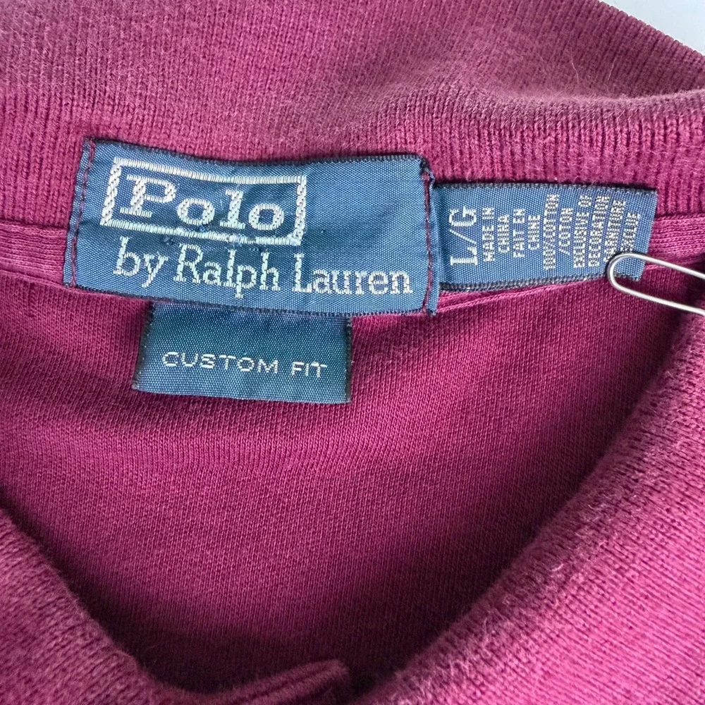 Polo Ralph Lauren Mens L Polo Shirt Burgundy Custom Fit Short Sleeve